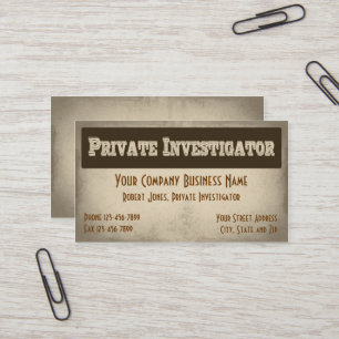 Carte de visite de détective d'investigateur privé