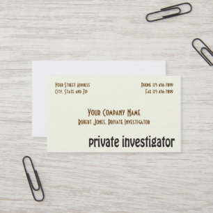Carte de visite de détective d'investigateur privé