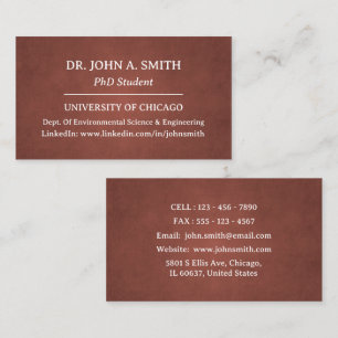 Carte de visite de doctorant en marron uni