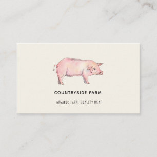 Carte de visite de ferme de cochon aquarelle