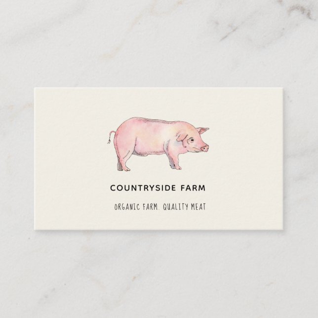 Carte de visite de ferme de cochon aquarelle (Devant)