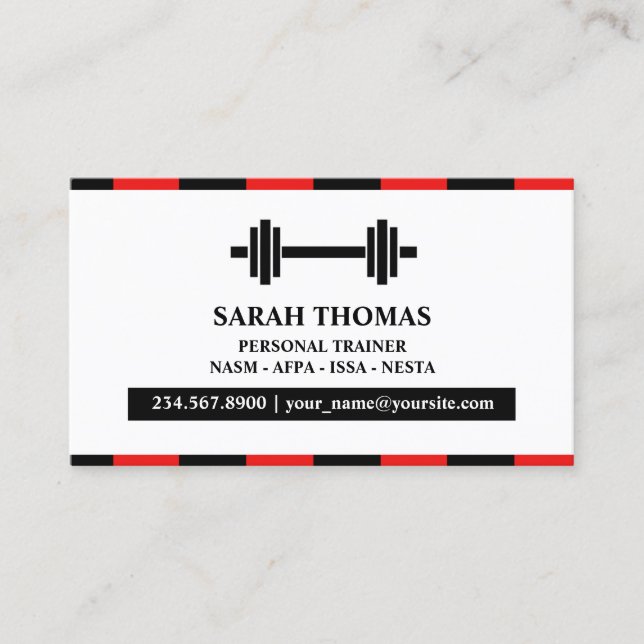 Carte de visite de fitness du formateur personnel (Devant)