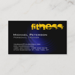 Carte de visite de fitness élégant bleu jaune noir
