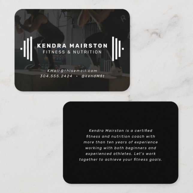 Carte de visite de fitness moderne avec photo (Devant / Derrière)