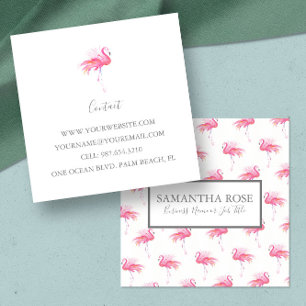 Carte de visite de Flamant rose rose tropical
