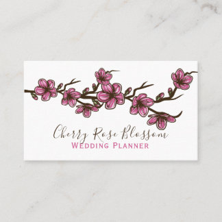 Carte de visite de fleurs de cerisier rose