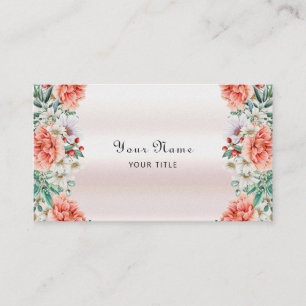 Carte de visite de fleurs de pivoine aquarelle