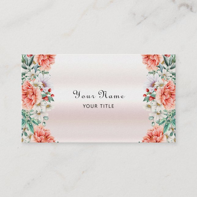 Carte de visite de fleurs de pivoine aquarelle (Devant)
