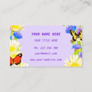 Carte de visite de fleurs et papillons