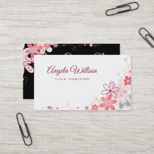 Carte de visite de fleurs roses