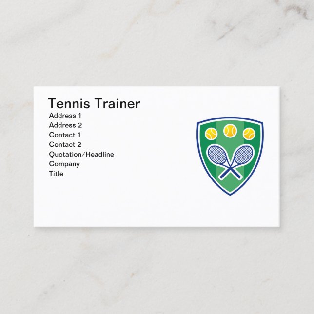 Carte de visite de formation de tennis (Devant)