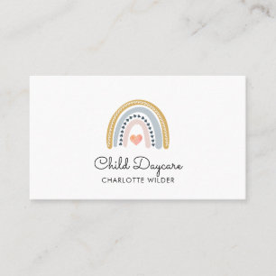 Carte de visite de garderie Boho Rainbow