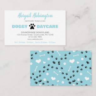 Carte de visite de garderie Puppy Run Blue Doggy