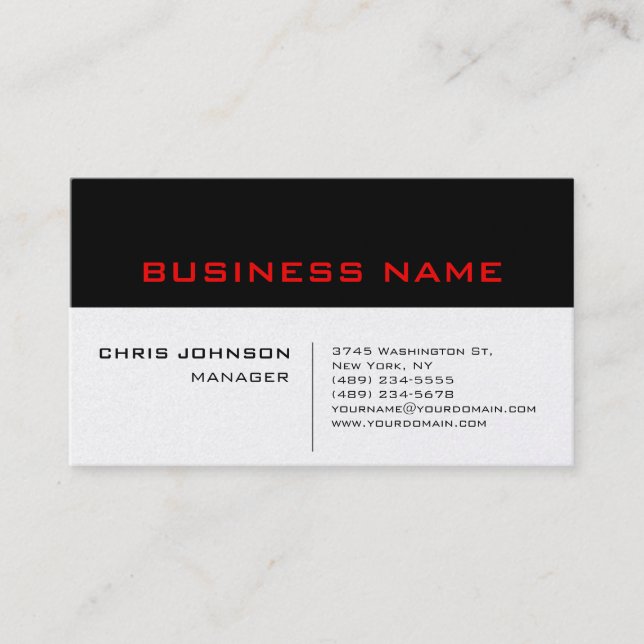 Carte de visite de gestionnaire unique Pearl Black (Devant)