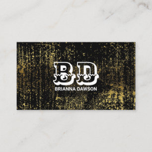 Carte de visite de Grunge Or de script de monogram