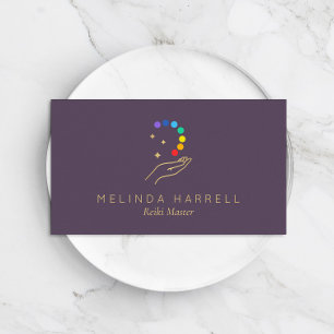 Carte De Visite  de guérisseur Reiki, Massage, bien-être en violet