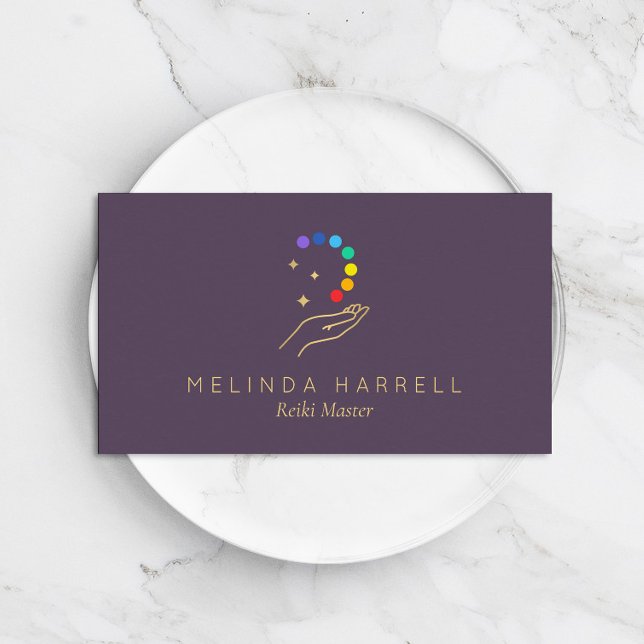 Carte De Visite  de guérisseur Reiki, Massage, bien-être en violet (Créateur téléchargé)