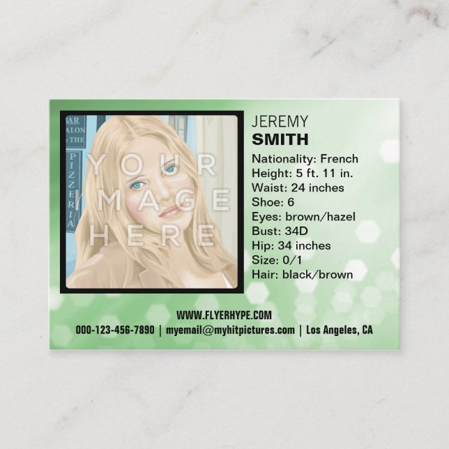 Carte de visite de Headshot de lueur de vert (Devant)