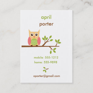 Carte de visite de hibou/appeler/carte de maman