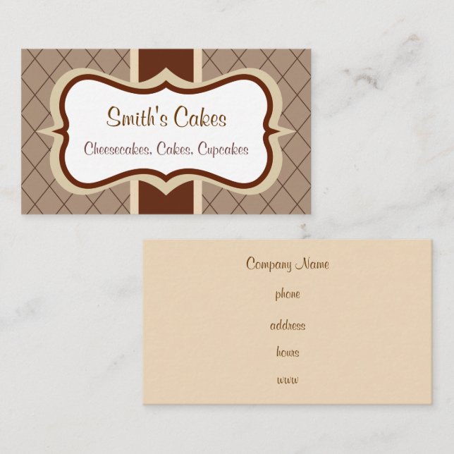 Carte de visite de Jacquard au chocolat personnali (Devant / Derrière)