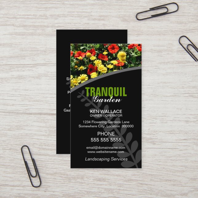 Carte de visite de jardin paysager (Devant/Arrière en situation)