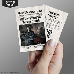 Carte de visite de journal, Auto Réparer voiture M