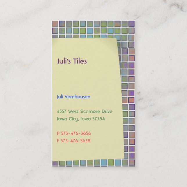 Carte de visite de Julia's Carreaux (Devant)