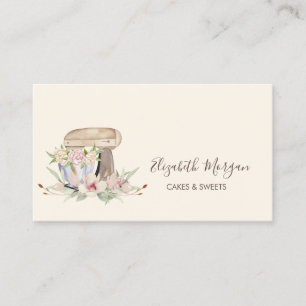 Carte de visite de la boulangerie à fleurs rétro