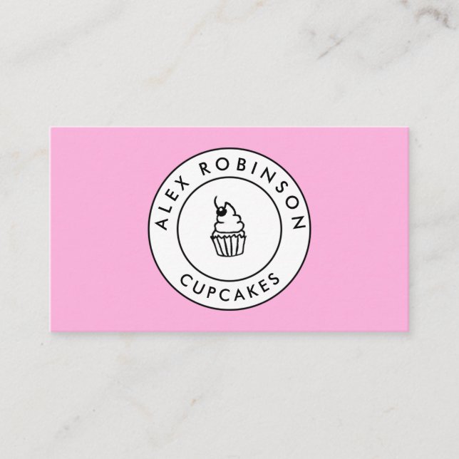 Carte de visite de la boulangerie rose cercle de c (Devant)
