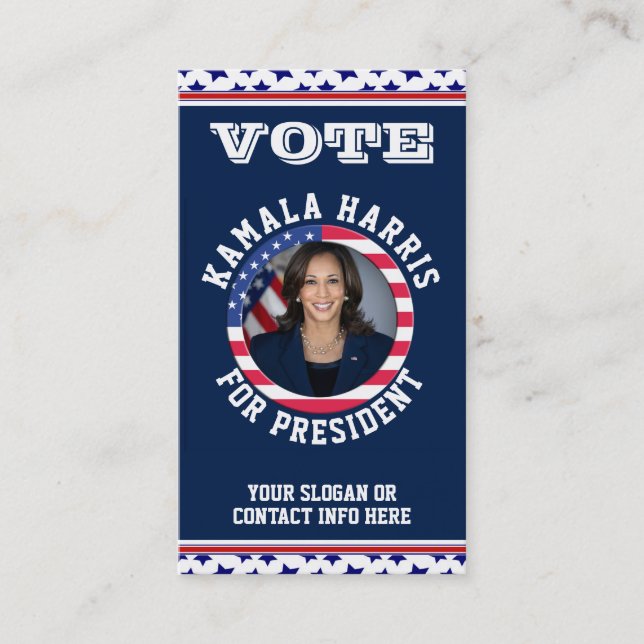 Carte de visite de la campagne politique de Kamala (Devant)
