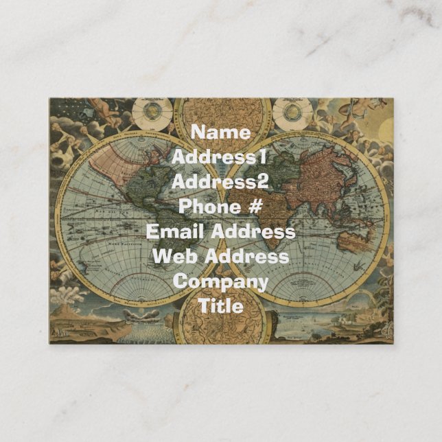 Carte de visite de la carte de l'ancien monde (Devant)