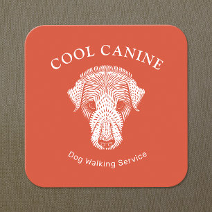 Carte de visite de la marche du chien orange migno