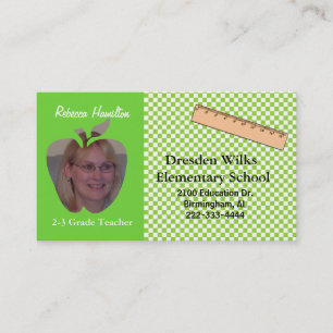 Carte de visite de la photo du professeur vert et