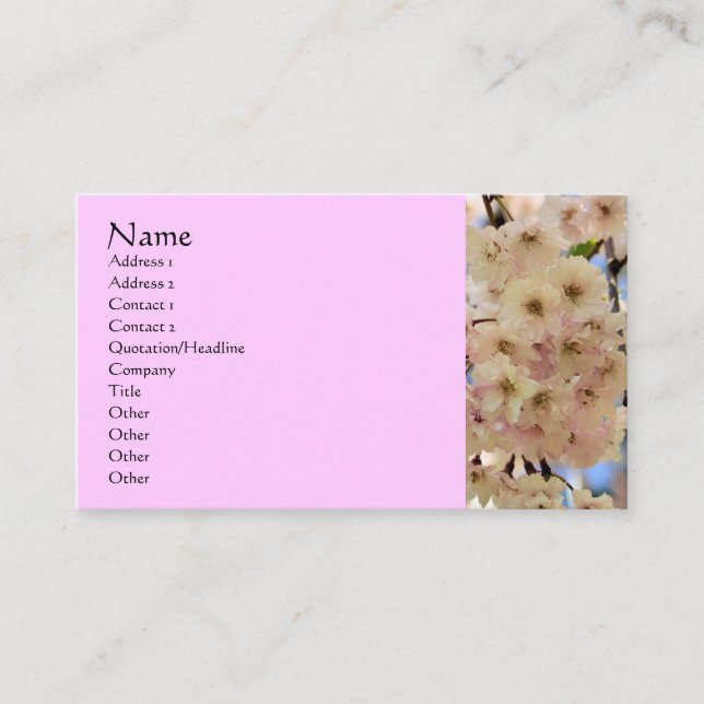 Carte de visite de la photographie à fleurs roses (Devant)