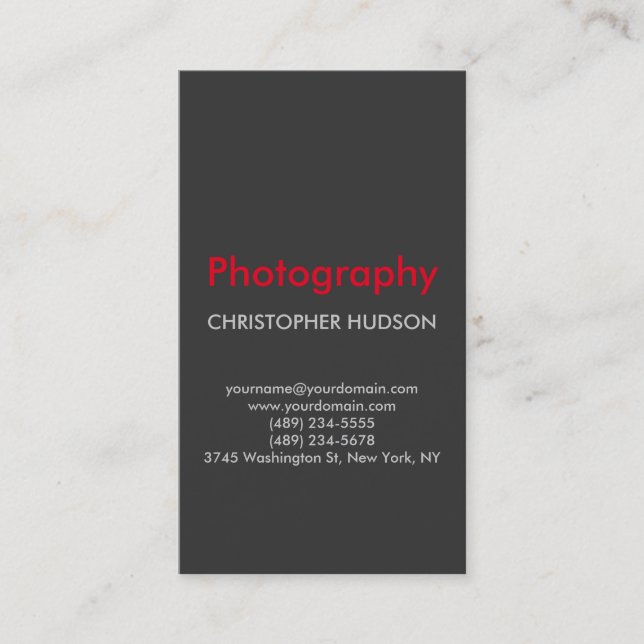 Carte de visite de la photographie en gris rouge (Devant)