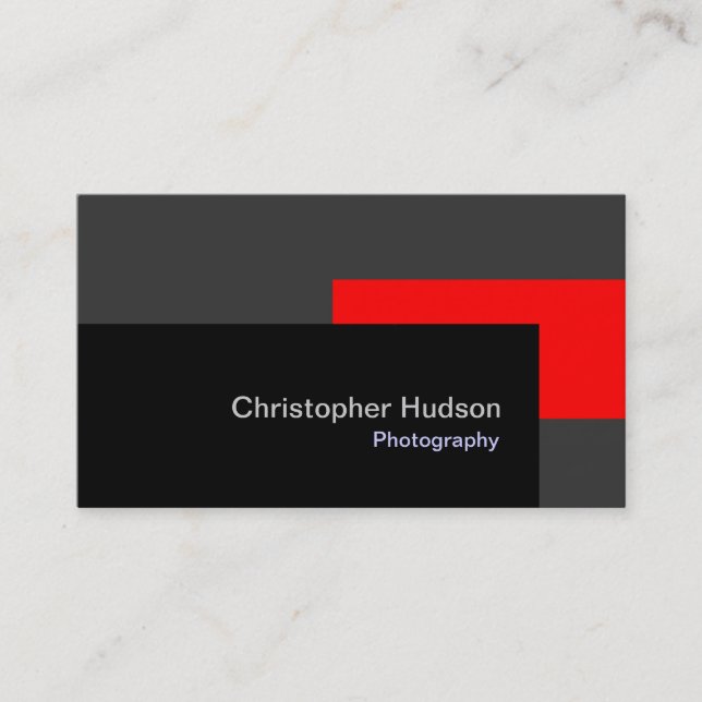 Carte de visite de la photographie rouge noir gris (Devant)