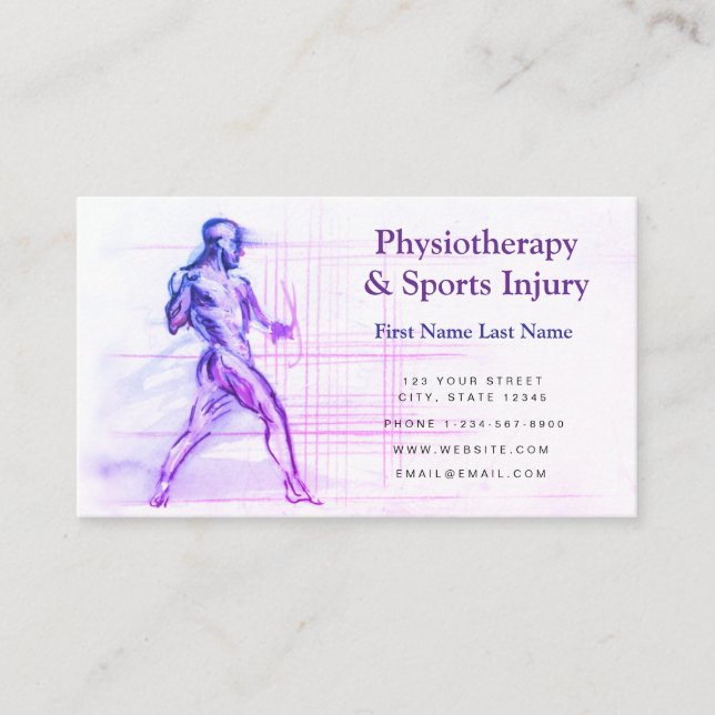 Carte de visite de la physiothérapie et des blessu (Devant)