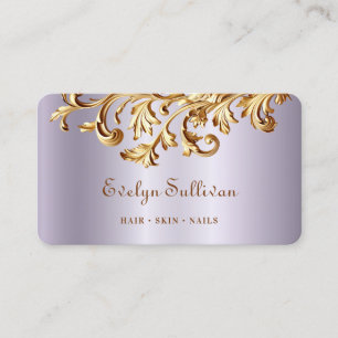 Carte de visite de lavande et de rococo or