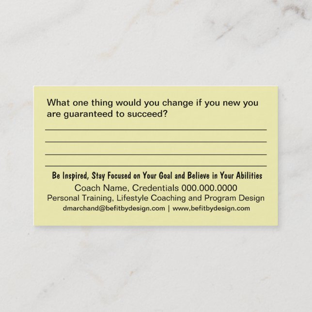 Carte de visite de l'encadrement de vie (Dos)