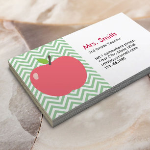 Carte de visite de l'enseignant de Cute Apple Gree