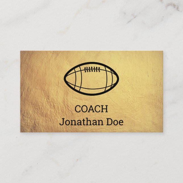Carte de visite de l'entraîneur de football en or  (Devant)