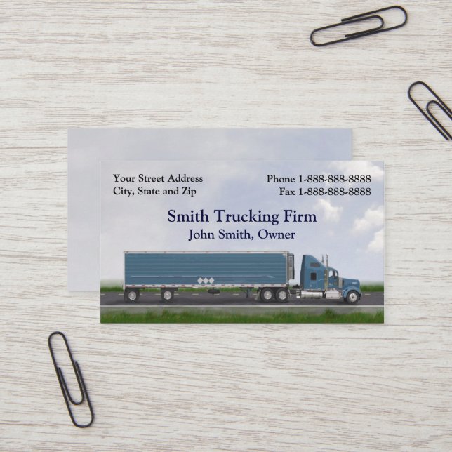 Carte de visite de l'entreprise de camionnage de c (Devant/Arrière en situation)