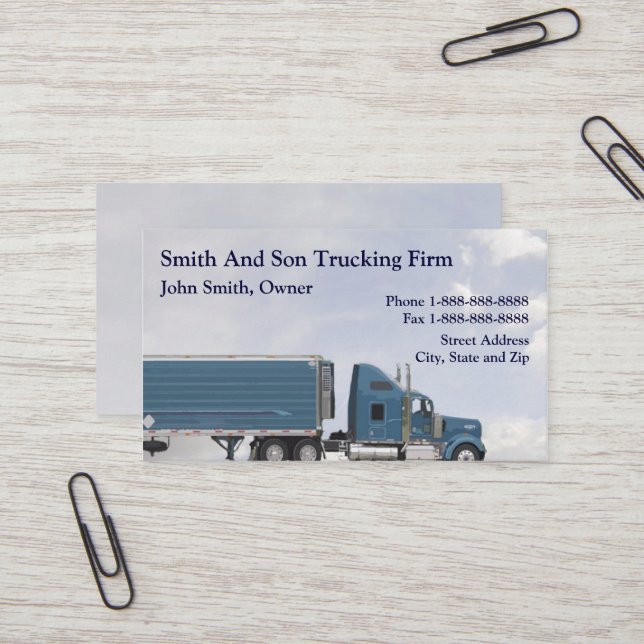 Carte de visite de l'entreprise de camionnage de c (Devant/Arrière en situation)