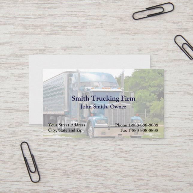 Carte de visite de l'entreprise de camionnage de c (Devant/Arrière en situation)