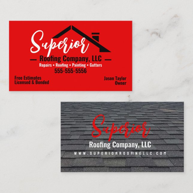 Carte de visite de l'entreprise de toiture (Devant / Derrière)