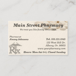 Carte de visite de liste de médicament de
