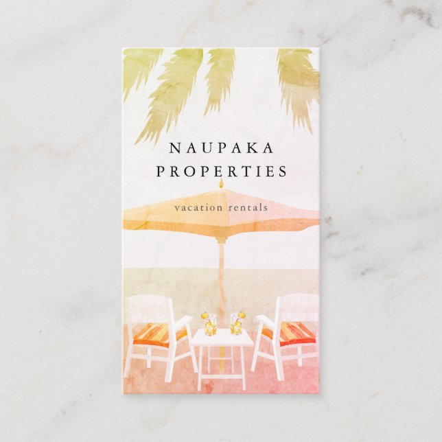 Carte de visite de location de vacances rose (Devant)