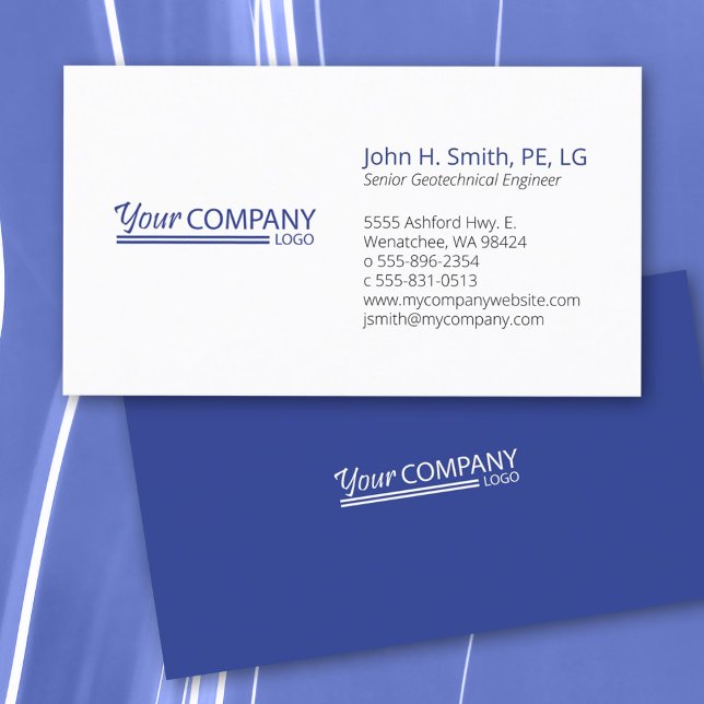 Carte de visite de logo bleu de base (Minimalist professional bold blue, primary blue simple business card with blue logo)