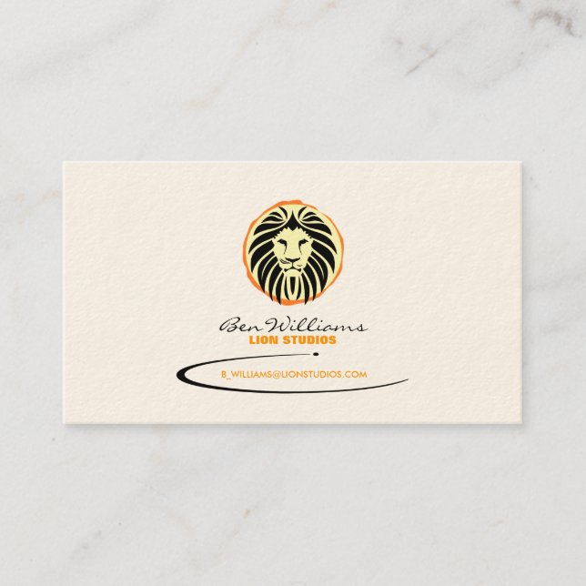Carte de visite de logo de lion (contexte de Sun) (Devant)