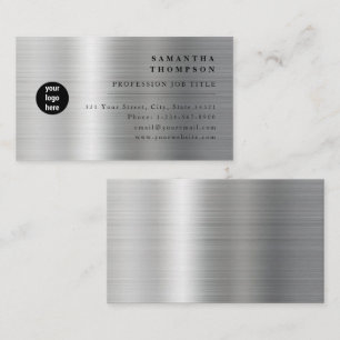 Carte de visite de logo en métal gris argent moder